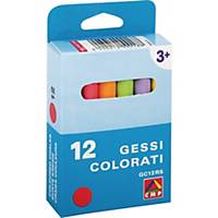 Chalk for school, assorted colors, pack of 12 pcs