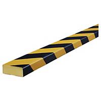 Knuffi muurprofiel, type D, 1 meter, zwart/geel, per stuk