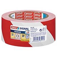 Advarselstape Tesa Signal Premium, 50 mm x 66 m, rød/hvid