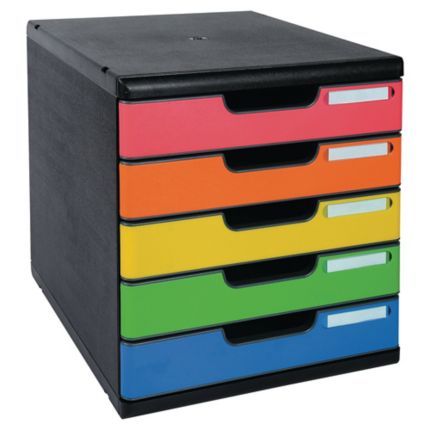 387 x 284 x 218 mm, robust und belastbar, ideal für Ihre Organisation, mit 5 Laden, für DIN A4 Exacompta 222414D Office Schubladenbox schwarz 