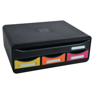 Exacompta TOOLBOX MINI 4 Drawer, Black/Harlequin