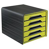 Cep Gloss Schubladenbox 5-Schublaxden, 36 x 28,8 x 27 cm, schwarz/grün