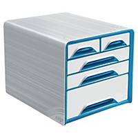 Cassettiera da scrivania 5 cassetti Smoove by Cep Classic Gloss bianco /azzurro
