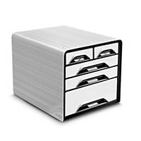 Sistema a cassetti Smoove by Cep, 5 cassetti, bianco/nero