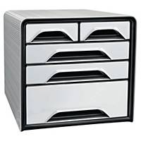 CEP Schubladenbox Smoove, 5 verschiedene Schubladen, weiß/schwarz