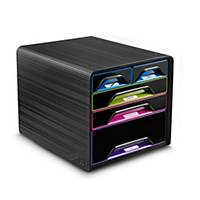Sistema a cassetti Smoove by Cep, 5 cassetti, nero/multicolor