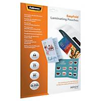 Laminating film Fellowes EasyFold A4, 2x80 my, glossy, folded A5, pack 25 pcs