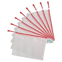 Tarifold transparante tas met zipsluiting, A4, PVC, rood, per 8 ziptassen