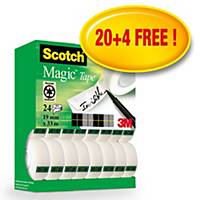 Scotch® Magic™ Klebeband 810,19 mmx33 m, beschriftbar, 20+4 gratis, Pk. à 24 Stk
