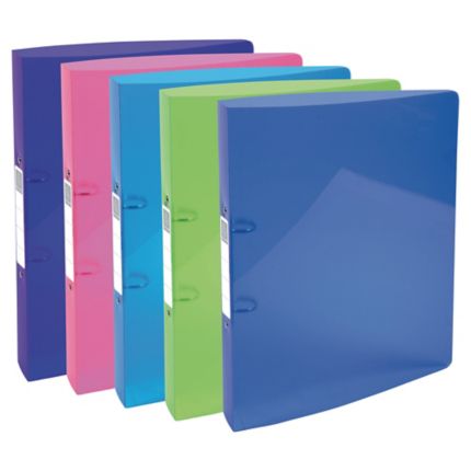 Pack of 10 Exacompta Opaque PP Flexible Covers Ring Binder 20mm Spine A4 2 Rings Assorted Colours 
