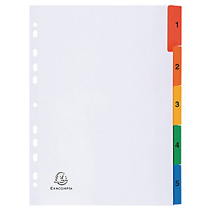 Exacompta 2605E Register Packung mit 5 farbigen Taben, Blanco, DIN A4 Maxi, Manila-Karton 1 Stück 