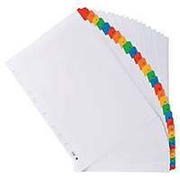 Exacompta White Card Printed A4 Indices, Mylar Tabs 31 Part (1-31) Coloured Tabs