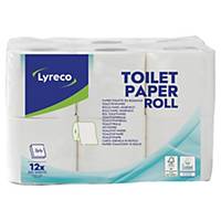 Toiletpapirrulle Lyreco, 2-lag, 200 ark, pakke a 12 stk.