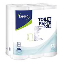 Papier toilette Lyreco, 3 épaisseurs, 250 feuilles par rouleau, 18 rouleaux