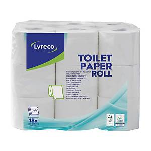 Papier toilette Lyreco, 3 plis, pack de 18 rouleaux