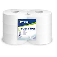 Pack de 6 rollos de papel higiénigo maxi jumbo LYRECO de 2 capas de 350m