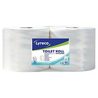 Toaletný papier Lyreco Jumbo, biely, 2 vrstvy, 6 kusov