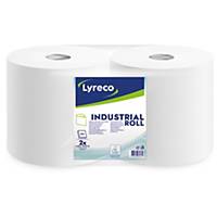 Pack 2 bobinas de panos de papel industriais Lyreco - Folha dupla - branco
