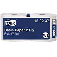 Wiping cloth roll Tork W1 129237, 2-ply, pack of 2 rolls