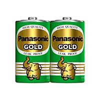 PANASONIC Gold R20Gt/2Sl Carbon Zinc Batteries D Pack Of 2