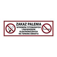Znaki ochrony przeciwpożarowej  Zakaz Palenia Tytoniu , 300 x 100 mm
