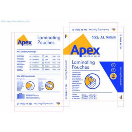 A4 Laminating of Pouch Medium Apex Fellowes - Box 100