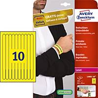 Pack de 48 pulseras identificativas imprimibles - 265 x 25 mm - amarillo flúor