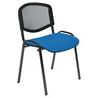 Chaise visiteur Welcome - empilable - résille et tissu - bleue
