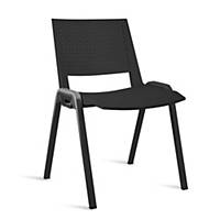 Cadeira de receção Lyreco K3P40 com encosto perfurado - preto - Pacote de 4