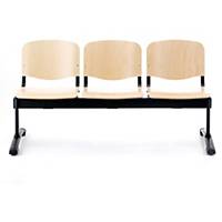 Bancada com 3 assentos de madeira - 1500 x 780 x 430 mm - castanho