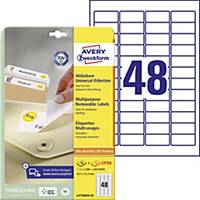 Univerzálne etikety Avery Zweckform L4736REV, 45,7 x 21,2mm, biele, 1440 ks/bal