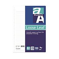 Double A Loose Leaf Paper A5 - Pack of 100 Sheets