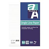 Double A Single Line Paper A4 - Pack of 100 Sheets