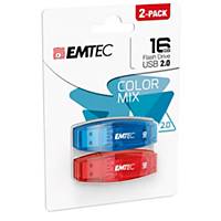 Memoria USB Emtec Color Mix C410 16 GB nero - conf. 2