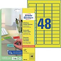 Avery Zweckform Farbige Etiketten ablösbar L6041-20 45,7x21,2mm gelb 20 B/960 St