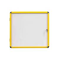 Bacheca per interni Bi-Office fondo magnetico con cornice  6 x A4 giallo