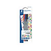 Staedtler 334 Triplus Fineliner Pen Mix Colour - Pack of 3