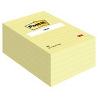 Post-it Large Notes Canary Yellow, gul, linjerede, 101 mm x 152 mm