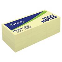 LYRECO STICKY YELLOW NOTES 100 SHEETS 51 X 38MM - PACK OF 12 PADS