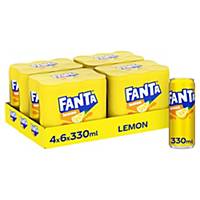 Fanta Lemon frisdrank, pak van 24 sleek blikken van 33 cl