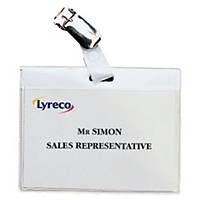 Name tags Lyreco, 90 x 60 mm, landscape, with clip, package of 30 pcs