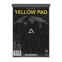 Bloc-notes Aurora A5, ligné, papier jaune, agrafé, 80 feuilles, le paquet de 5