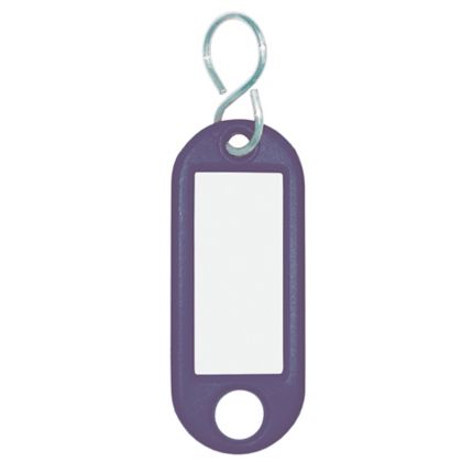 10x Kunststoff Schlüsselanhänger Etikett beschriftbar transparent mit S-Haken 