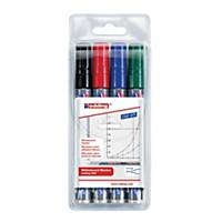 Edding® 250 non-permanent marker, bullet tip, assorted colours, box of 4