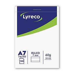 Feuilles perforées Lyreco A5, 60 g/m2, 5 mm à carreaux, bloc de 80 feuilles