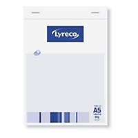 Lyreco pad glued 100S, A5 ruled, 60g