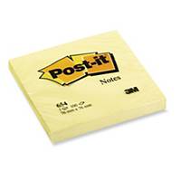 POST-IT 654 STICKY NOTES 76X76MM CANARY YELLOW 100 SHEETS