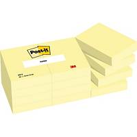 Post-it® Notes 653YEL, jaune canari, 38 x 51 mm, les 12