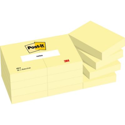 Post-It Notes canary yellow 38X51mm - Pack of 12
