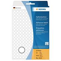 Multipurpose labels HERMA 2210, 8 mm, round, white, package of 5632 pcs